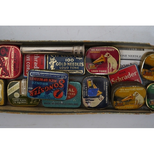 305 - A collection of gramophone needle cases, many with contents. Condition - fair.