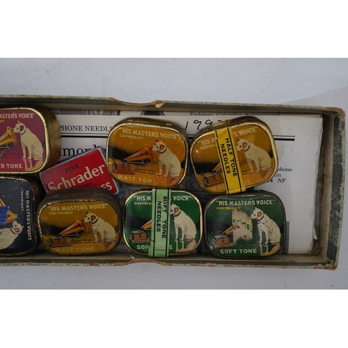 305 - A collection of gramophone needle cases, many with contents. Condition - fair.