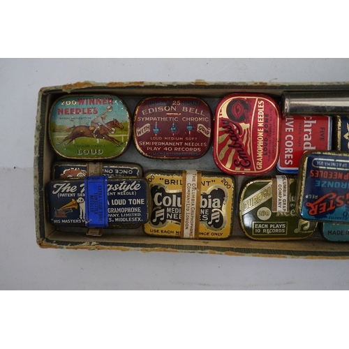 305 - A collection of gramophone needle cases, many with contents. Condition - fair.