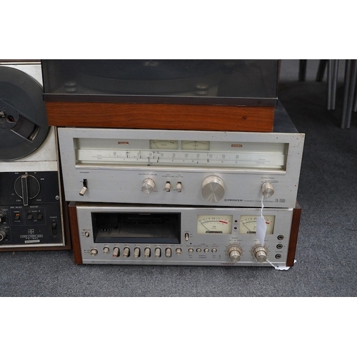 313 - A pair of floorstanding IMF speakers, together with a Sony three-head reel to reel tape recorder, a ... 