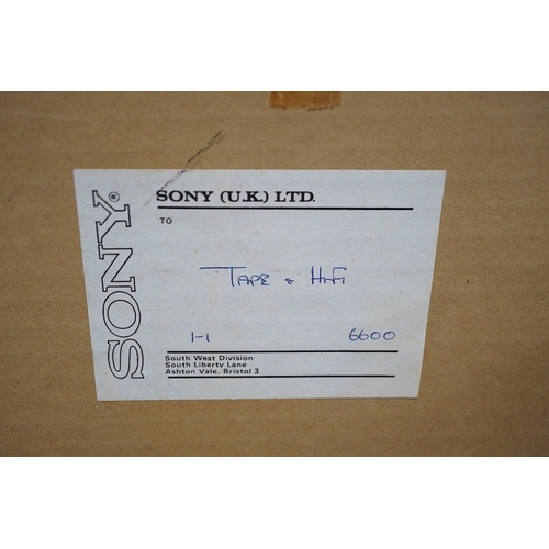 315 - A Sony TC-377 reel to reel stereo tape deck with Sony DP-16 dust protector, both in original card bo... 