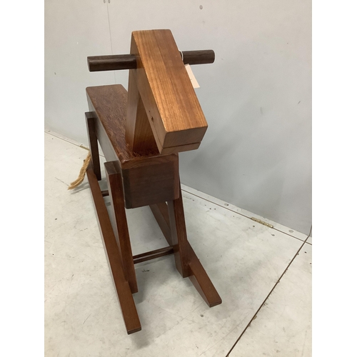 35 - 80-120A mid century design exotic hardwood rocking horse, length 114cm, height 88cm. Condition - goo... 