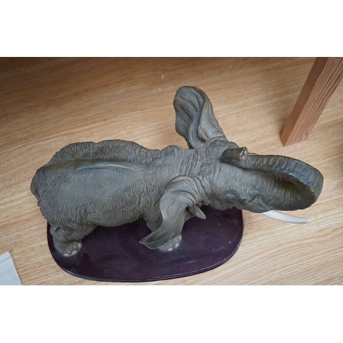 368 - Juliana Collection, a resin sculpture of an elephant, 40cm wide. Condition - good