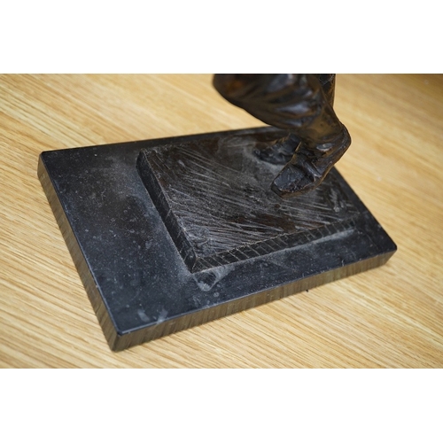 369 - James Butler (b.1931), a bronze study of a WW2 airman, Scramble, signed, 33cm high. Condition - go... 