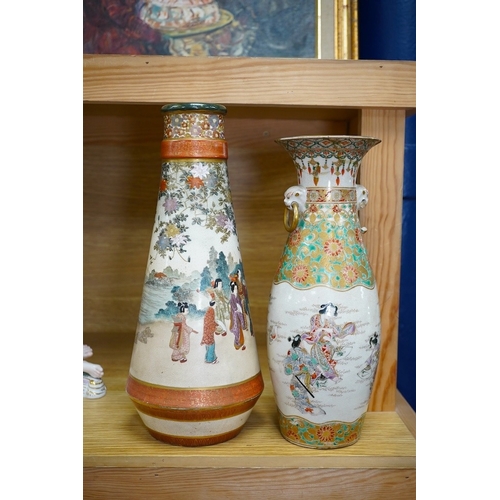 373 - Two Japanese Satsuma vases, tallest 31cm high. Condition - both have damage