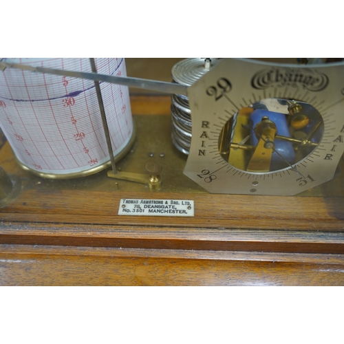 375 - An oak cased barograph with integral barometer by Thomas Armstrong & Bro. Ltd. 78 Deansgate, Manches... 