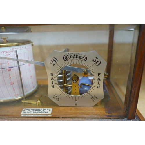 375 - An oak cased barograph with integral barometer by Thomas Armstrong & Bro. Ltd. 78 Deansgate, Manches... 