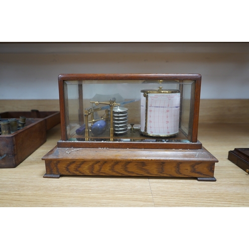 375 - An oak cased barograph with integral barometer by Thomas Armstrong & Bro. Ltd. 78 Deansgate, Manches... 