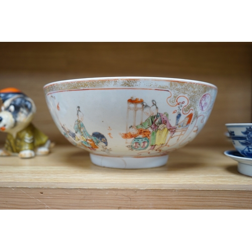 399 - A group of 18th/19th century Chinese ceramics including a punch bowl, 26cm diameter, small dishes, e... 