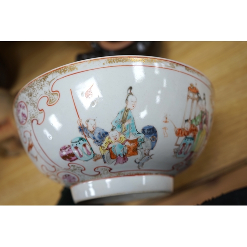 399 - A group of 18th/19th century Chinese ceramics including a punch bowl, 26cm diameter, small dishes, e... 