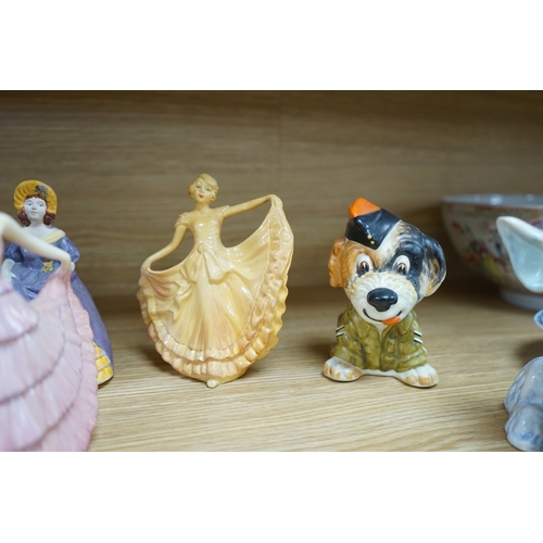 400 - A Wade 1930s dancer Jeanette, 16cm high, together with six Crown Devon figures and two Crown Devon... 