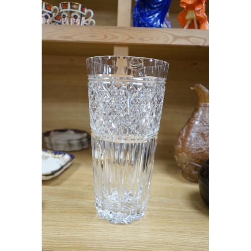 407 - A large Waterford cut glass vase, 35cm high. Condition - chipped to top rim