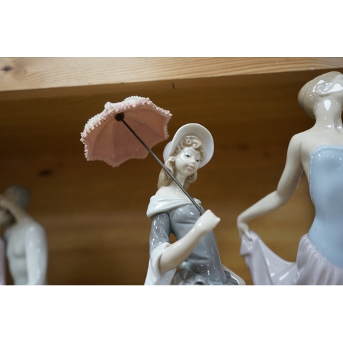 429 - Three Lladro figure groups to include a dancer and a seagull together with another Spanish porcelain... 