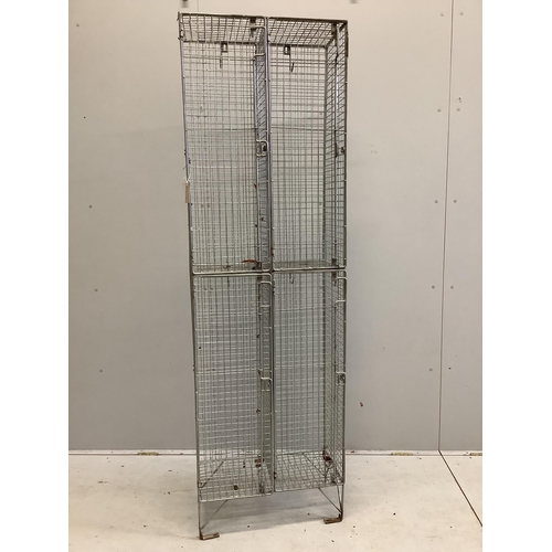 43 - A wire work locker, width 60cm, depth 31cm, height 197cm. Condition - fair