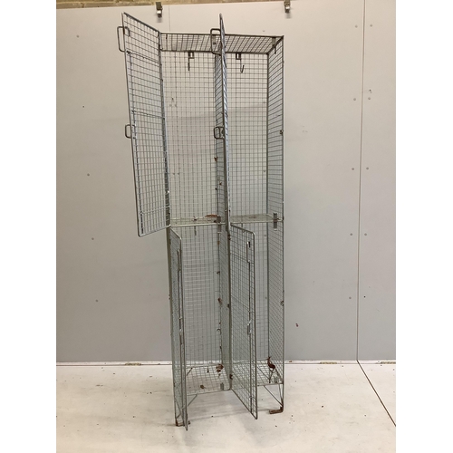 43 - A wire work locker, width 60cm, depth 31cm, height 197cm. Condition - fair