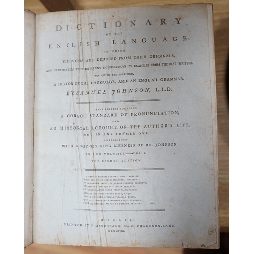 432 - ° ° Johnson's Dictionary, 8th edition, volumes I & II, printed by R. Marchbank, Dublin. Condition - ... 