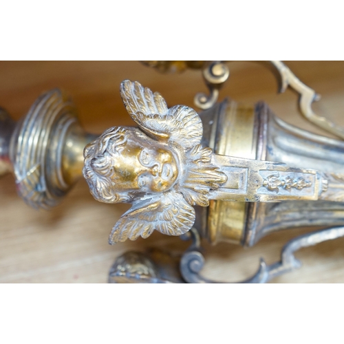 434 - A brass ecclesiastical part chandelier column, 105cm in length. Condition - fair