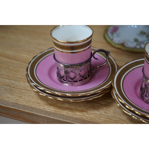 437 - A French porcelain part dessert service together with a set of four Aynsley cups and saucers, the cu... 