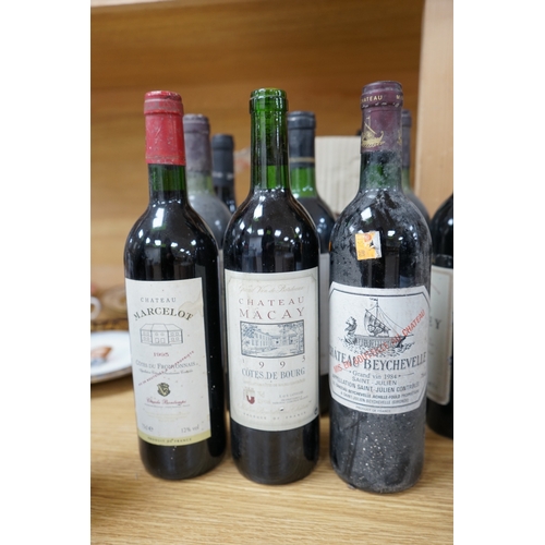 438 - Sixteen bottles of mixed red wine, including claret; two Gaffeliere Saint Emilion 1982, Chateau Corb... 