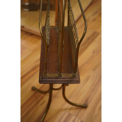 440 - An Edwardian oak and brass Canterbury stand, 76cm. Condition - fair to good.