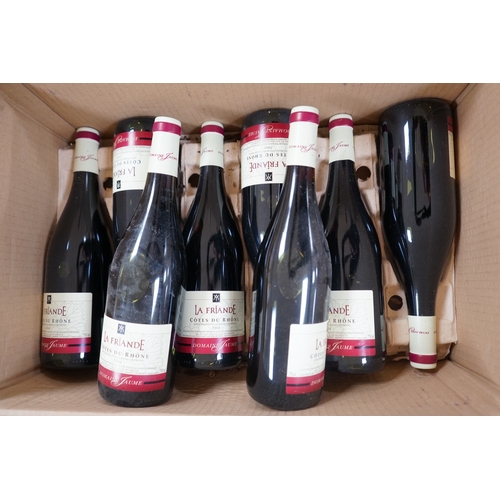 446 - A selection of seventeen bottles of red wine, including claret, eight bottles of La Friande, Cotes d... 