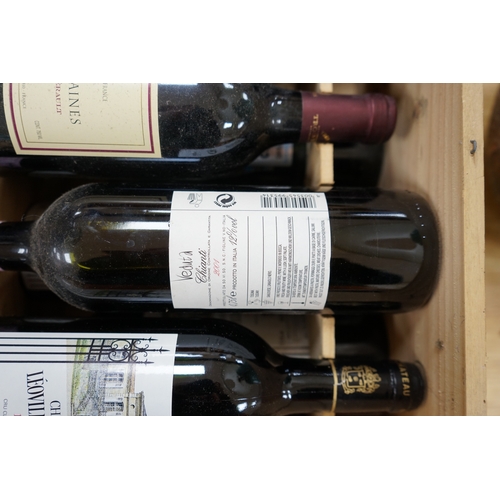 452 - Ten bottles of mixed red wine to include three Château Leoville Barton 1992, in an open crate. Condi... 