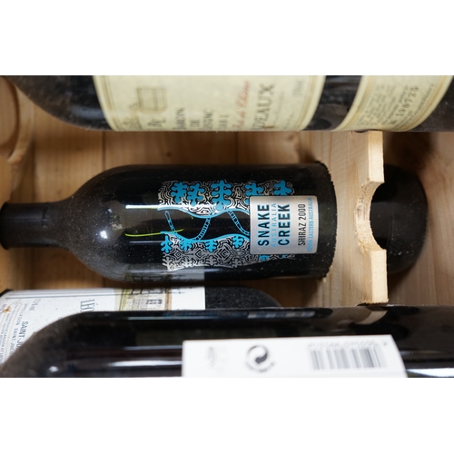 452 - Ten bottles of mixed red wine to include three Château Leoville Barton 1992, in an open crate. Condi... 