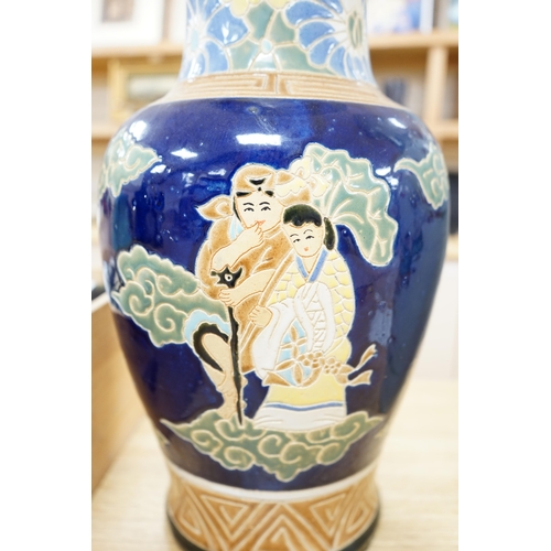 453 - A large Chinese famille rose figure painted vase, Republic period and another vase, tallest 56.5cm. ... 