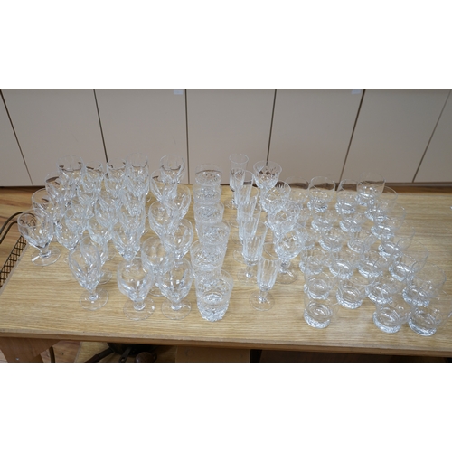 454 - A collection of drinking glasses, including wine glasses, tumblers, champagne flutes, etc. Condition... 