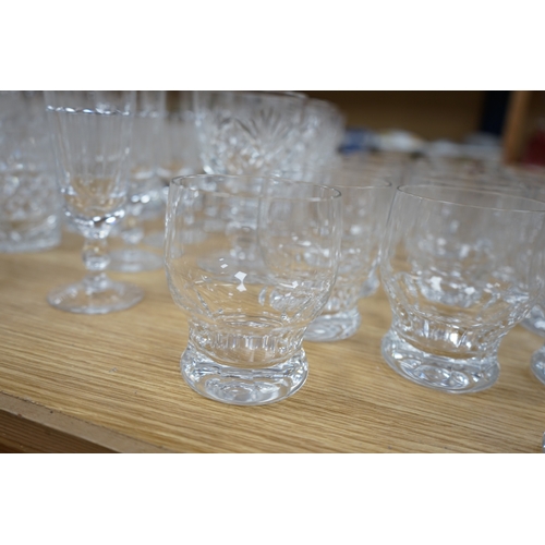 454 - A collection of drinking glasses, including wine glasses, tumblers, champagne flutes, etc. Condition... 