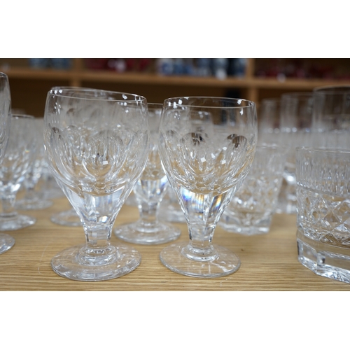 454 - A collection of drinking glasses, including wine glasses, tumblers, champagne flutes, etc. Condition... 