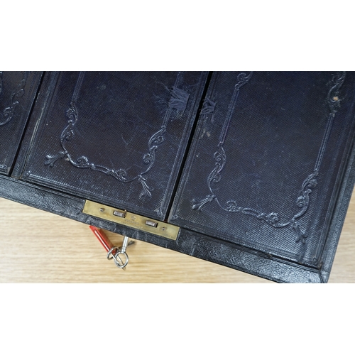 460 - A Perry & Co London Travelling Writing Box, with Bramah Lock & Keys, 36cm wide. Condition - fair... 