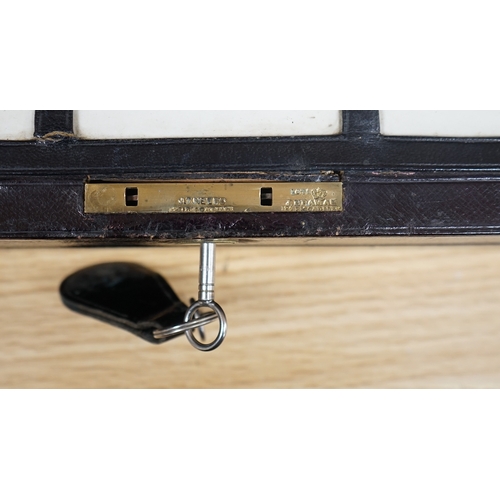 468 - J.T. Needs, 128 Piccadilly, London, a travelling writing slope with Bramah Lock & Keys, 31cm wide. C... 