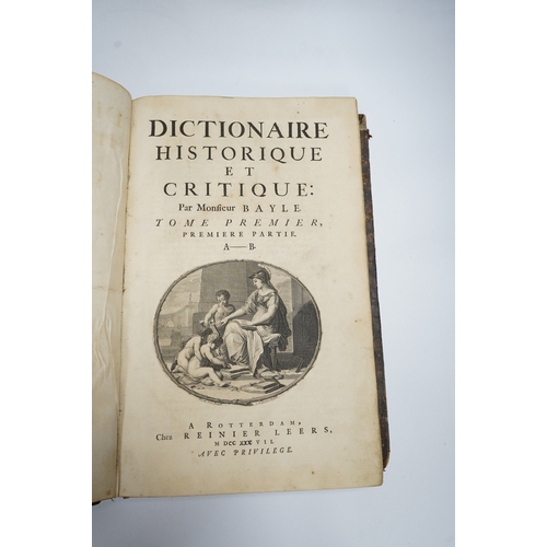 472 - ° ° Bayle, Pierre - Dictionnaire Historique et Critique ... (mixed editions), 5 vols. contemp. calf,... 