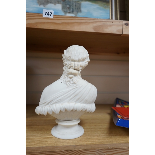 482 - A Parianware bust of Clytie, 28cm high. Condition - good