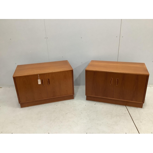 5 - A pair of mid century G Plan teak low cabinets, width 81cm, depth 46cm, height 54cm. Condition - goo... 