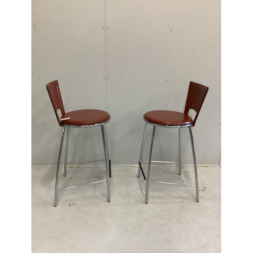 53 - A pair of contemporary bar stools, height 92cm. Condition - fair