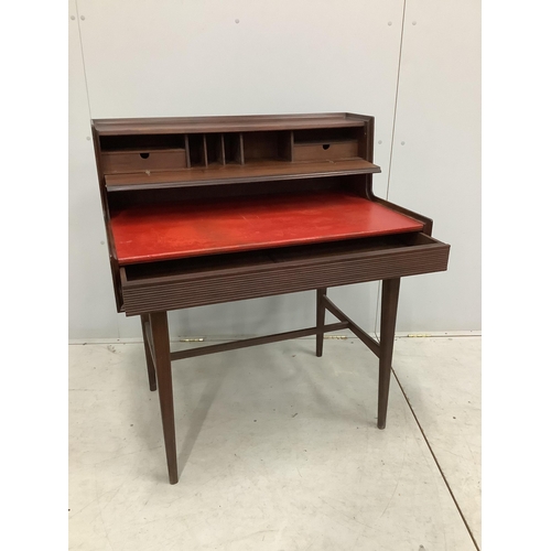 57 - Richard Hornby.  A mid century Afromosia desk, width 91cm, depth 58cm, height 102cm. Condition - goo... 