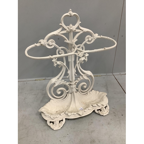 61 - A Victorian Coalbrookdale style cast iron stick stand, width 62cm, height 77cm. Condition - good... 