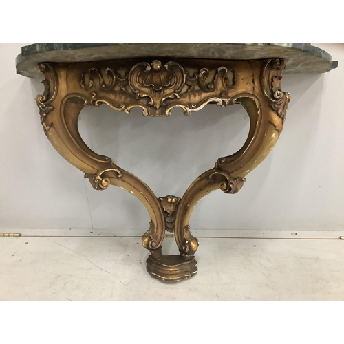 64 - A 19th century giltwood and composition console table, width 93cm, depth 42cm, height 75cm. Conditio... 