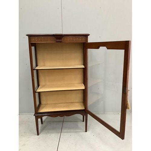 68 - An Edwardian painted mahogany display cabinet, width 75cm, depth 37cm, height 134cm. Condition - fai... 