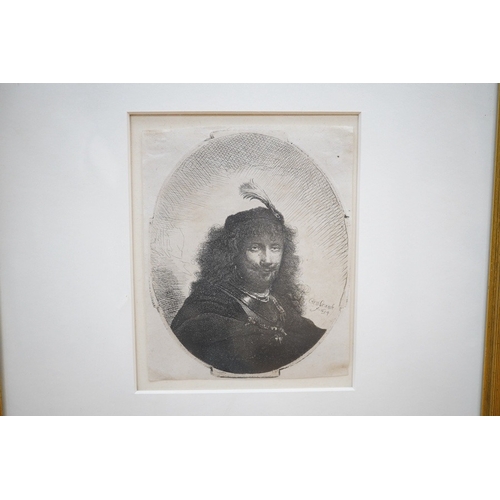 700 - After Rembrandt (Dutch, 1606-1669), two 19th century etchings comprising Self portrait and J Wtenbo... 