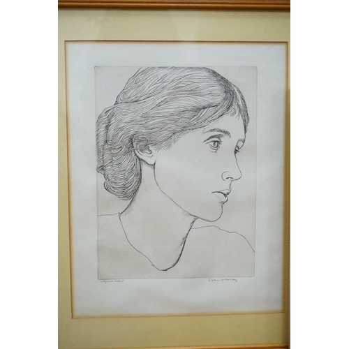 729 - Edgar Holloway (1914-2008), etching, Virginia Woolf, signed and inscribed in pencil together with ... 