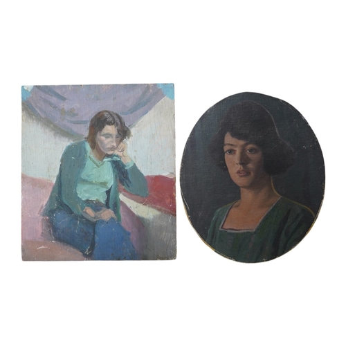 735 - Two 20th century portraits, comprising William J MacLeod, Portrait of Norna King, 1922 and J M Halli... 