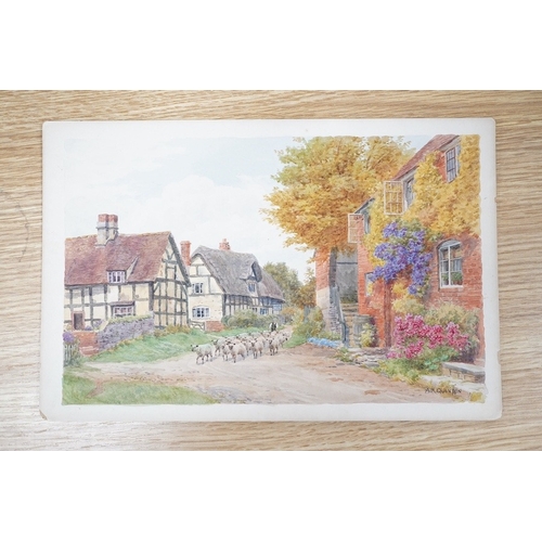 737 - Alfred Robert Quinton, watercolour on card, Cropthorne village, Worcestershire, signed, 20 x 30cm, u... 