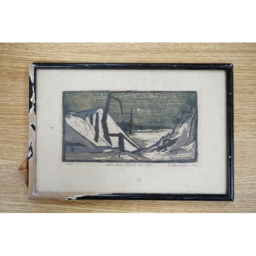 741 - Bertil Landelius (Swedish 1912-1985), colour etching, Landscape, signed in pencil, limited edition, ... 