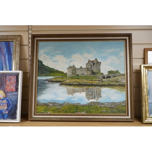 747 - Marjorie Millington, oil on canvas board, Irish moated castle, signed, 49 x 59cm. Condition - good... 