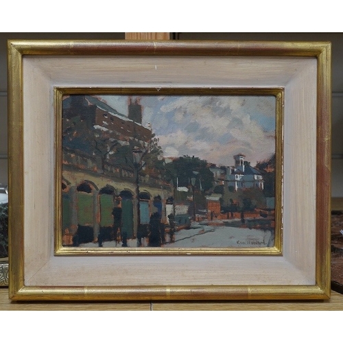 751 - Ken Howard (1932-2022), oil on board, Richmond I, signed, 15 x 21cm. Provenance: New Grafton Gallery... 