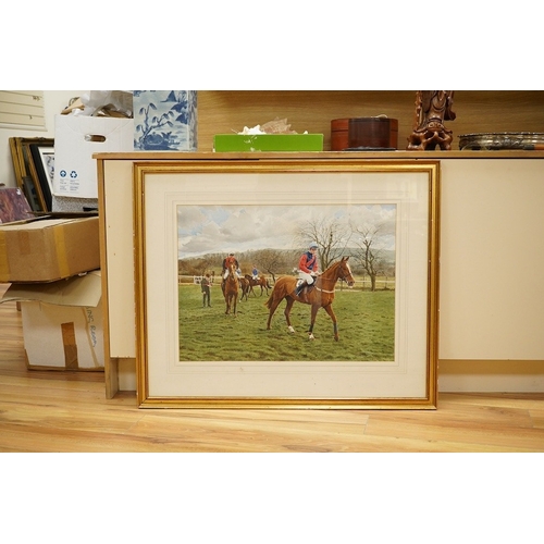 757 - Paul Hart (20th. C), Equestrian interest watercolour, Racehorses, signed, 50 x 68cm. Condition - goo... 