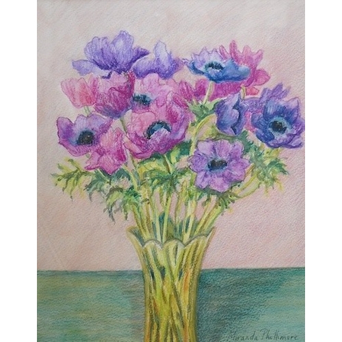 762 - Miranda Phillimore, set of three watercolours, Still lifes of flowers including anemones and peon... 